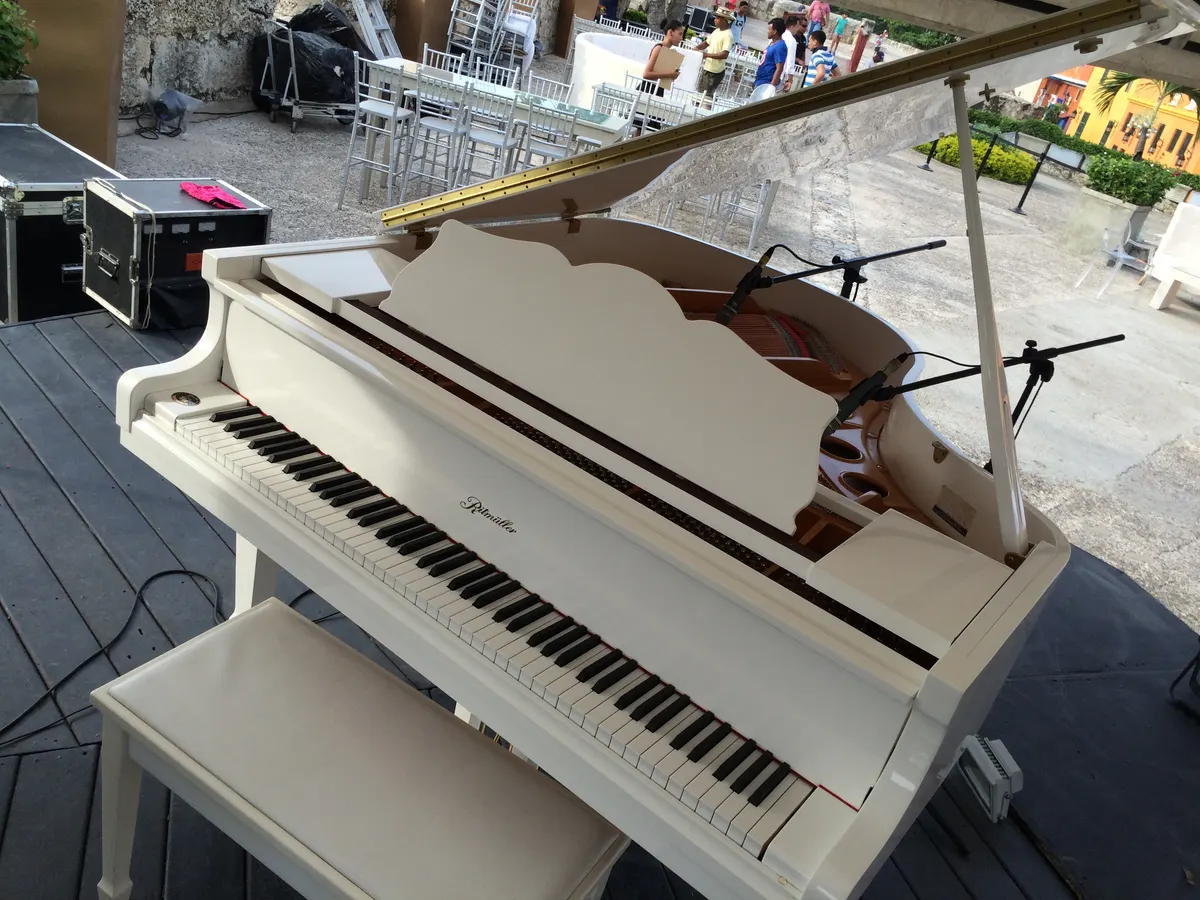 Piano de cola listo para evento